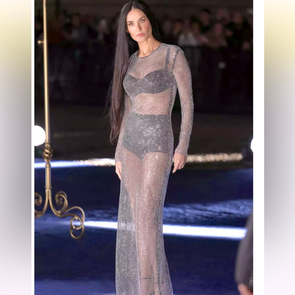 NWT ZARA RHINESTONE MESH DRESS IN LIGHT BLUE